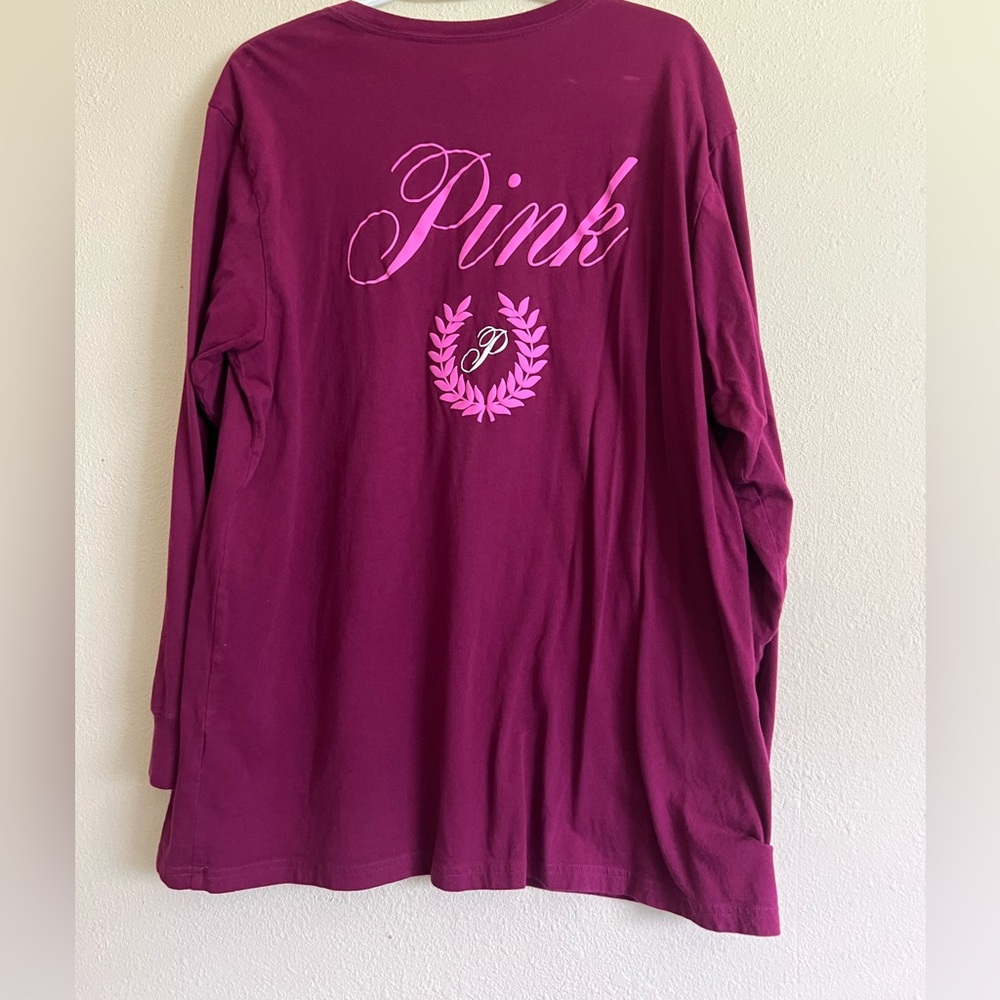 Victoria's Secret Maroon Long Sleeve with Pink Logo